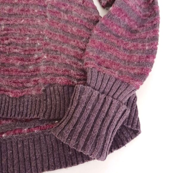 Free People Pullover Sweater Plum Striped Angora Wool Hi Low Sz S - Picture 2 of 7